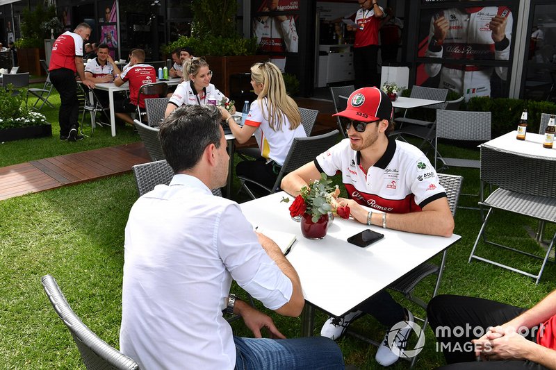 Antonio Giovinazzi, Alfa Romeo talks to the press