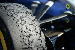 Pirelli tyre on a Mercedes AMG F1 W07 Hybrid