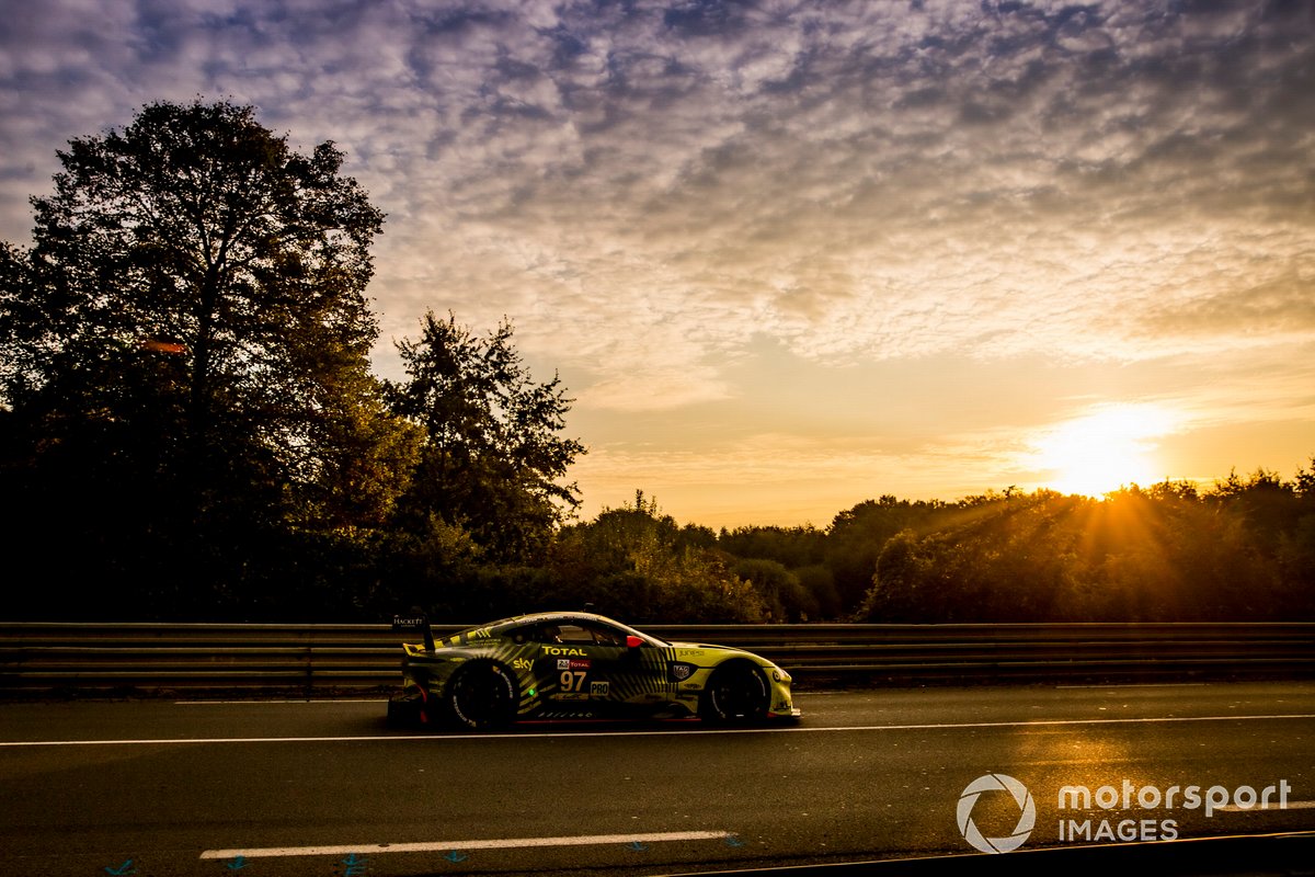 Lynn winning the GTE Pro class at the 2020 Le Mans 24 Hours racing an Aston Martin Vantage with Maxime Martin and Harry Tincknell.