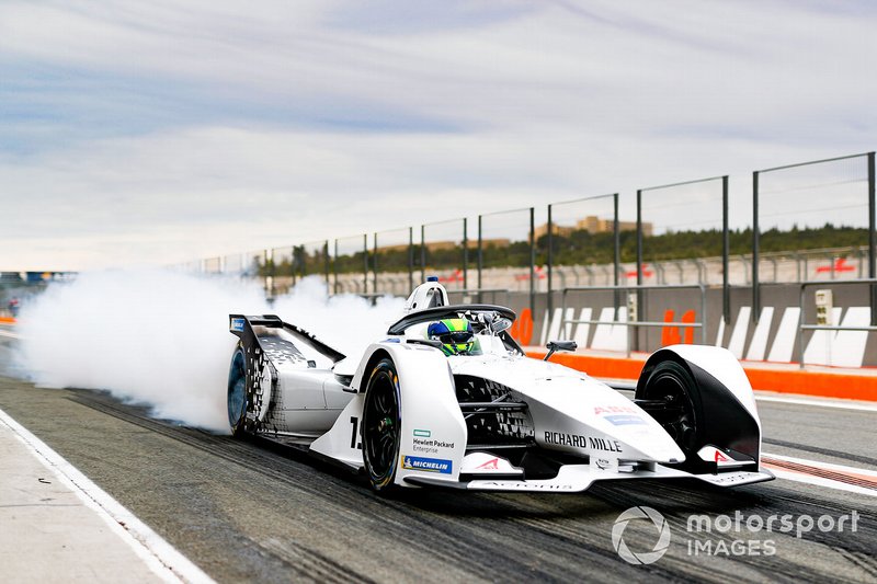 Felipe Massa, Venturi Formula E, EQ Silver Arrow 01, burn out in the pit lane
