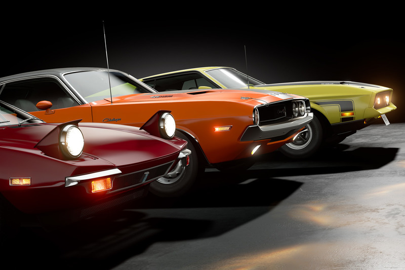De Tomaso Pantera, Dodge Challenger R/T и Ford Mustang Mach 1