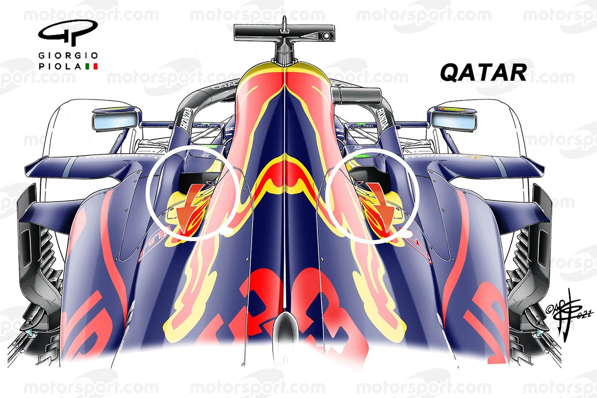 Detalle de la refrigeración del Red Bull Racing RB16B, GP de Qatar