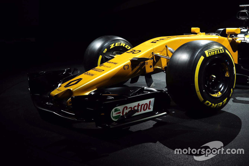 De voorzijde van de nieuwe Renault F1-bolide