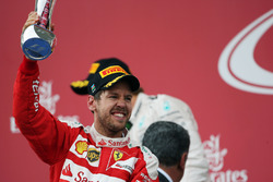 Sebastian Vettel, Ferrari celebrates his second position on the podium