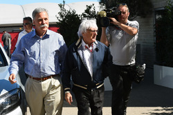 Bernie Ecclestone, CEO and President, FOM with Chase Carey of Liberty Media
