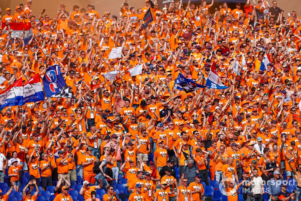 Dutch fans create a sea of orange in a grandstand