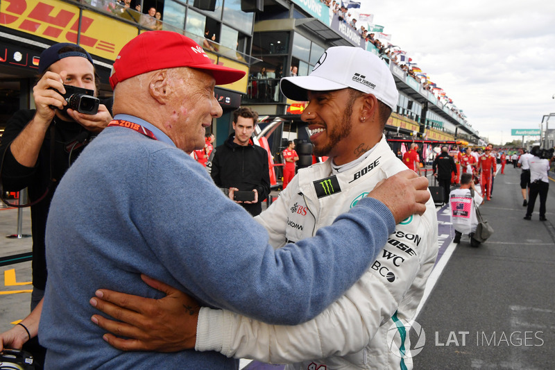 Pole poziayonu galibi Lewis Hamilton, Mercedes-AMG F1, Niki Lauda, Mercedes AMG F1