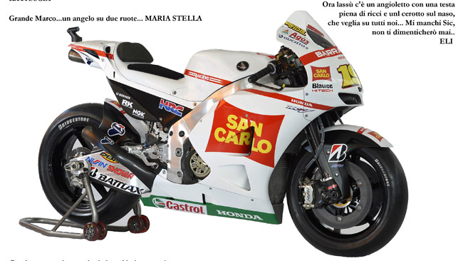 Il ricordo del Sic sulle carene del team Gresini