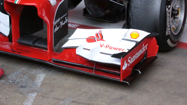 Ecco come cambia l'ala anteriore della Ferrari