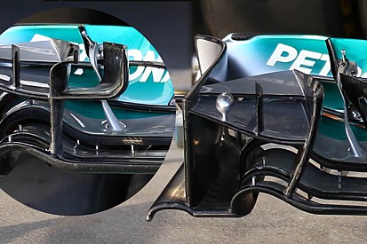 Sulla Mercedes W05 c'è un'ala anteriore nuova