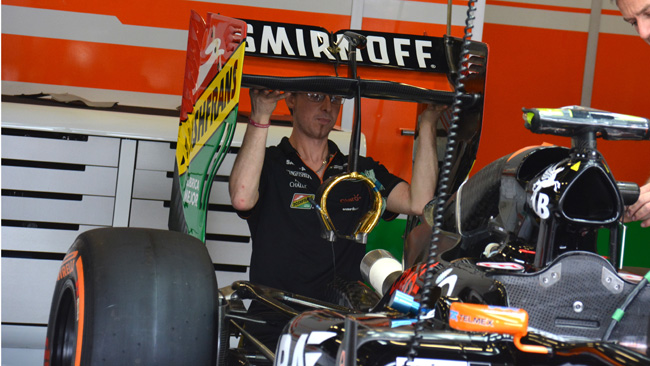 La Force India con il mono pilone posteriore