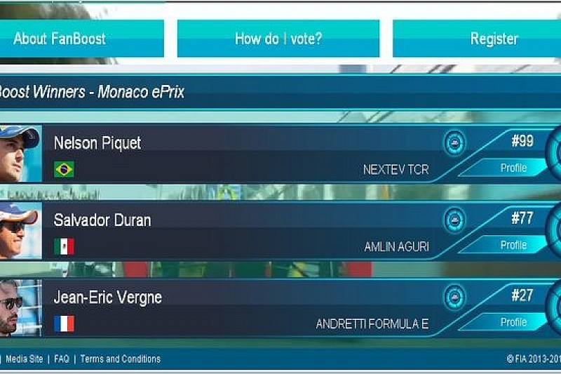 Piquet jr, Duran e Vergne i tre premiati dal FanBoost