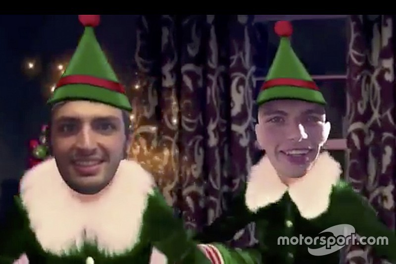 VIDEO: Verstappen y Sainz 'bailan' en festejo por la Navidad