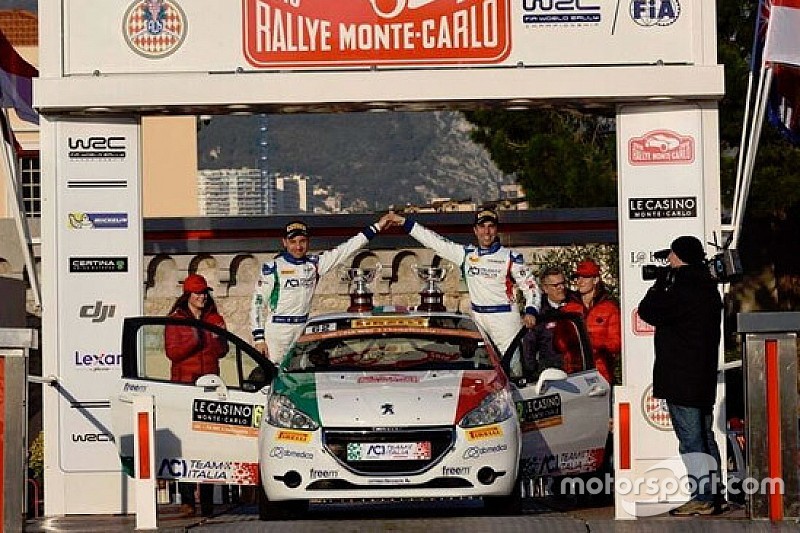 Fabio Andolfi sul podio del WRC3 a Monte-Carlo