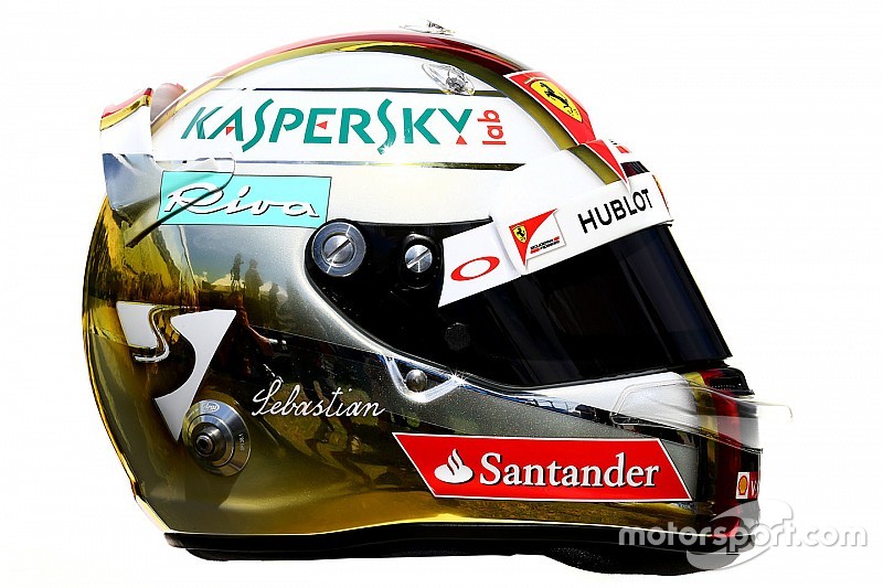 Vettel torna estroso: il suo casco 2016 è bianco e oro!