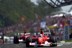 Rubens Barrichello leading Michael Schumacher