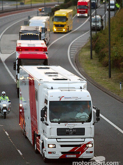Team transporters en route to Regent Street