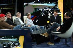 Niki Lauda, consultant David Coulthard, chief technical officer Adrian Newey, Sebastian Vettel, anchorman Andreas Groebl and Gerhard Berger