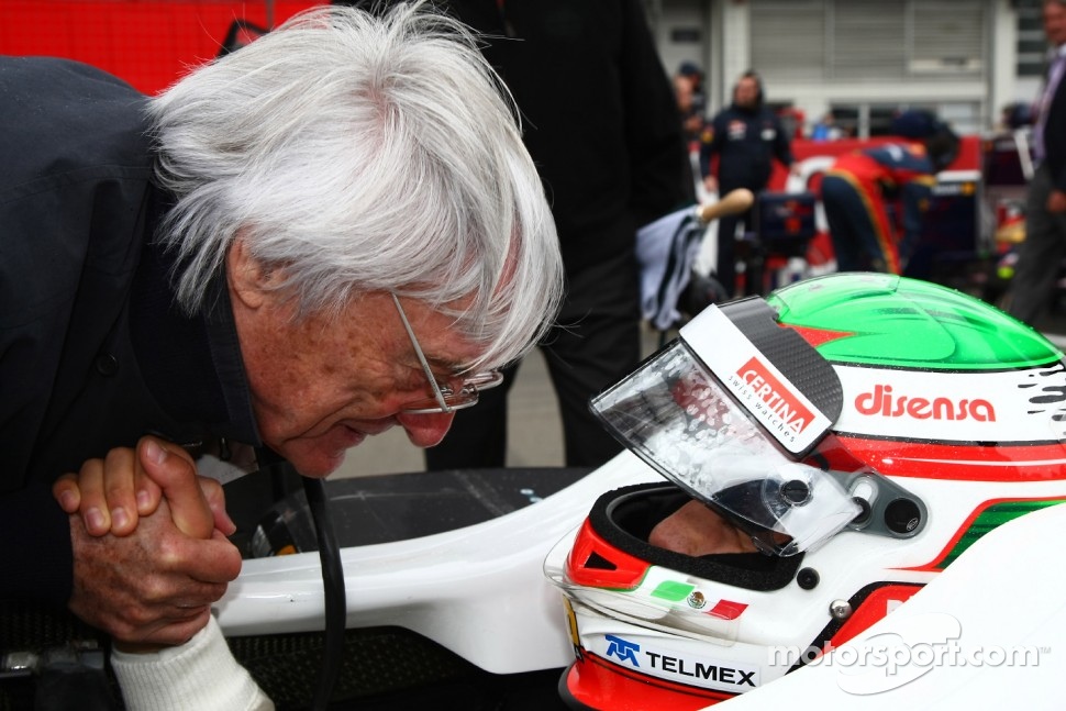 Bernie Ecclestone with Sergio Perez, Sauber F1 Team