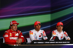 1. Lewis Hamilton, McLaren; 2. Fernando Alonso, Ferrari; 3. Jenson Button, McLaren
