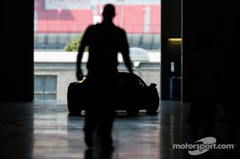A Ferrari Challenge car heads out onto the track