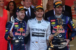 1st place Nico Rosberg, Mercedes AMG F1 W04, 2nd place Sebastian Vettel, Red Bull Racing and 3rd Mark Webber, Red Bull Racing