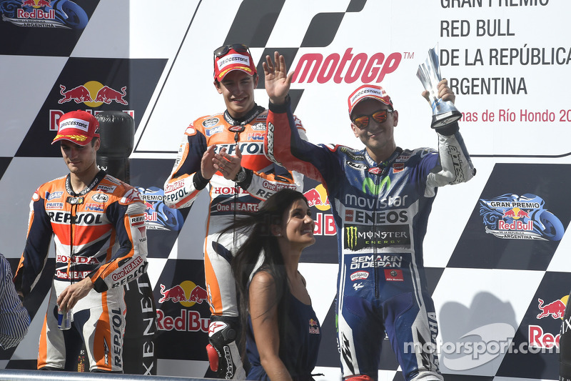 2014: 1. Marc Marquez, 2. Dani Pedrosa, 3. Jorge Lorenzo