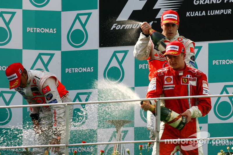 2007: 1. Fernando Alonso, 2. Lewis Hamilton, 3. Kimi Raikkonen