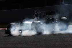 Pascal Wehrlein, Mercedes AMG F1 W06 Piloto de reserva se bloquea en la frenada