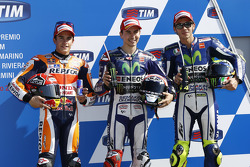Secondo posto Marc Marquez, Repsol Honda Team e il poleman Jorge Lorenzo e il terzo Valentino Rossi,