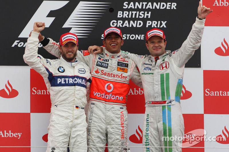2008: 1. Lewis Hamilton, 2. Nick Heidfeld, 3. Rubens Barrichello
