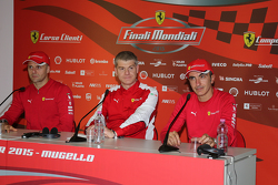 Conferenza stampa Finali Mondiali Ferrari: da sinistra a destra, Gianmaria Bruni, AF Corse, Antonello Coletta, Direttore per le competizioni GT e Corse Clienti e Andrea Bertolini, SMP Racing