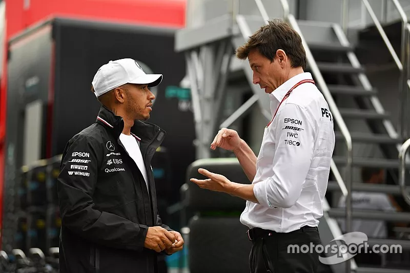 Lewis Hamilton, Mercedes-AMG F1 and Toto Wolff, Mercedes AMG F1 Director of Motorsport