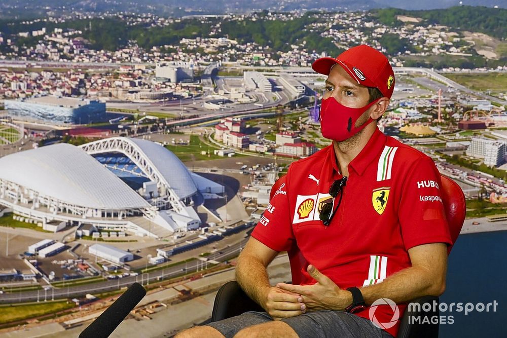 Sebastian Vettel, Ferrari in the press conference