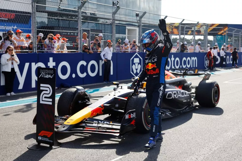 Max Verstappen, Red Bull Racing, llega a Parc Ferme