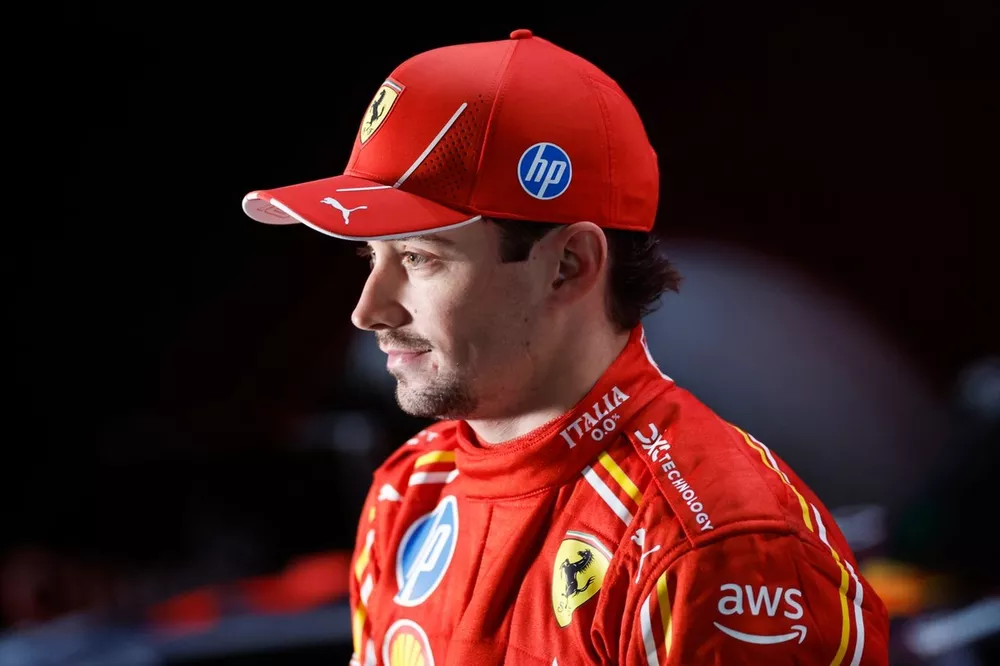 Charles Leclerc, Scuderia Ferrari, 2e positie, in Parc Ferme 