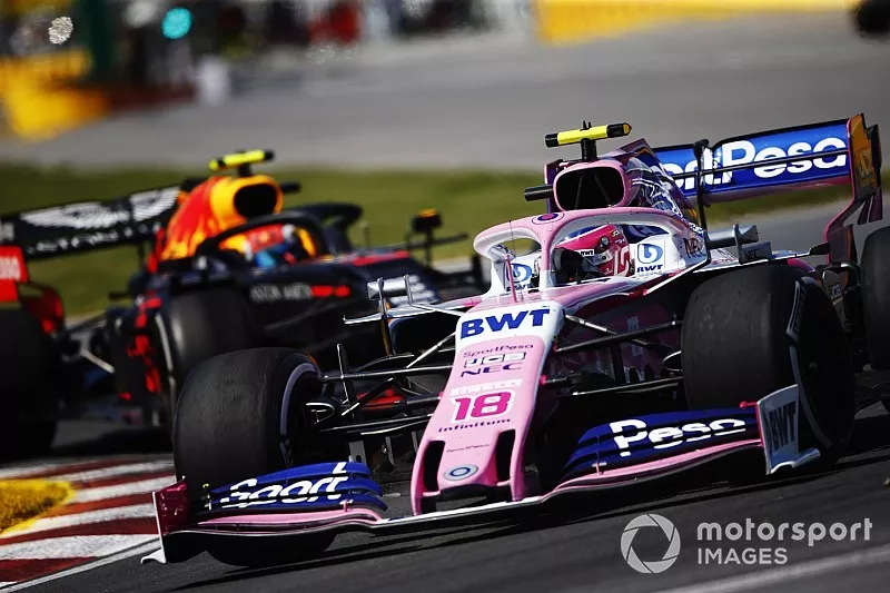 Lance Stroll, Racing Point RP19, devant Pierre Gasly, Red Bull Racing RB15