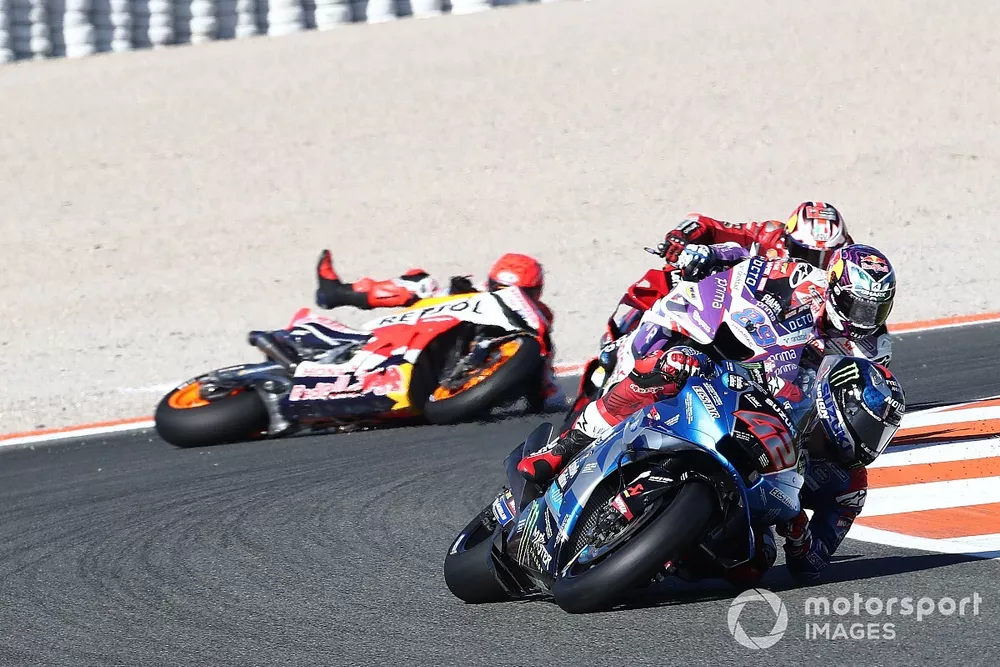 Alex Rins, Team Suzuki MotoGP leads, Marc Marquez, Repsol Honda Team crashes