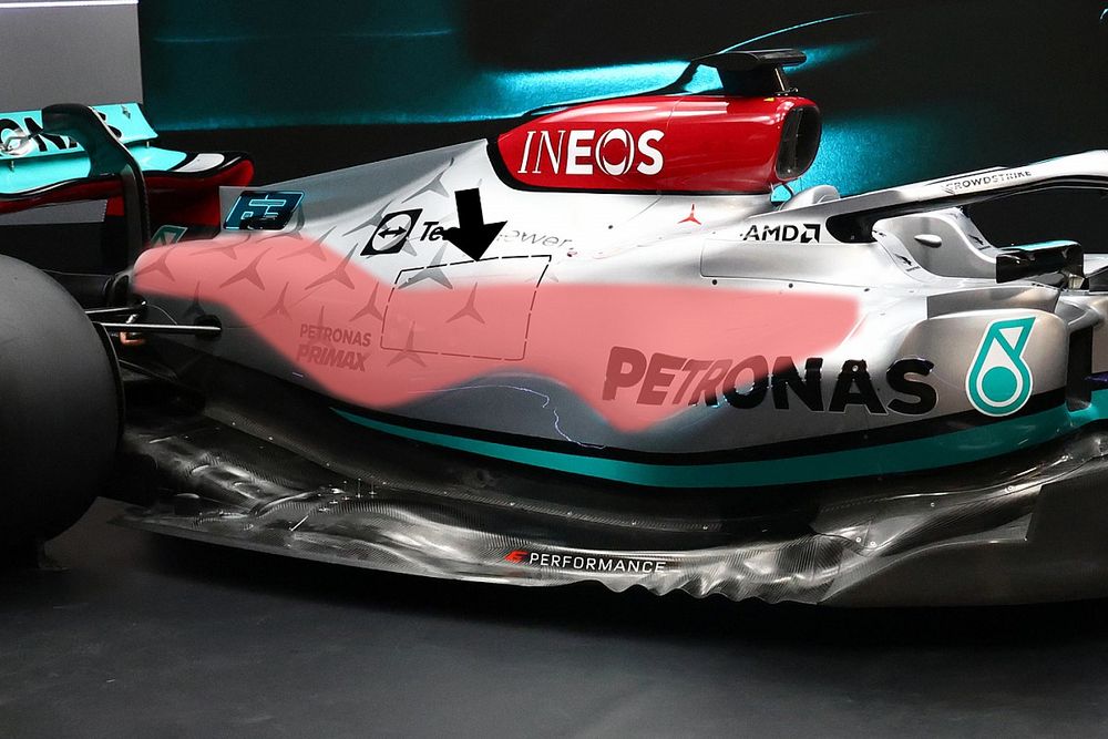 Detalle de la refrigeración del Mercedes W13