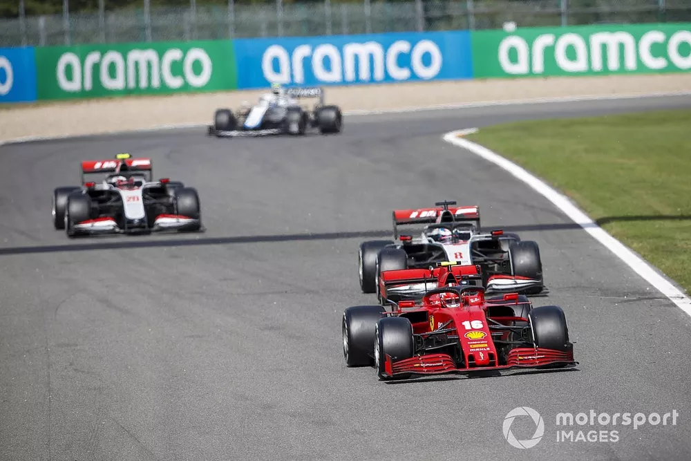 Charles Leclerc, Ferrari SF1000, Romain Grosjean, Haas VF-20, Kevin Magnussen, Haas VF-20, et Nicholas Latifi, Williams FW43