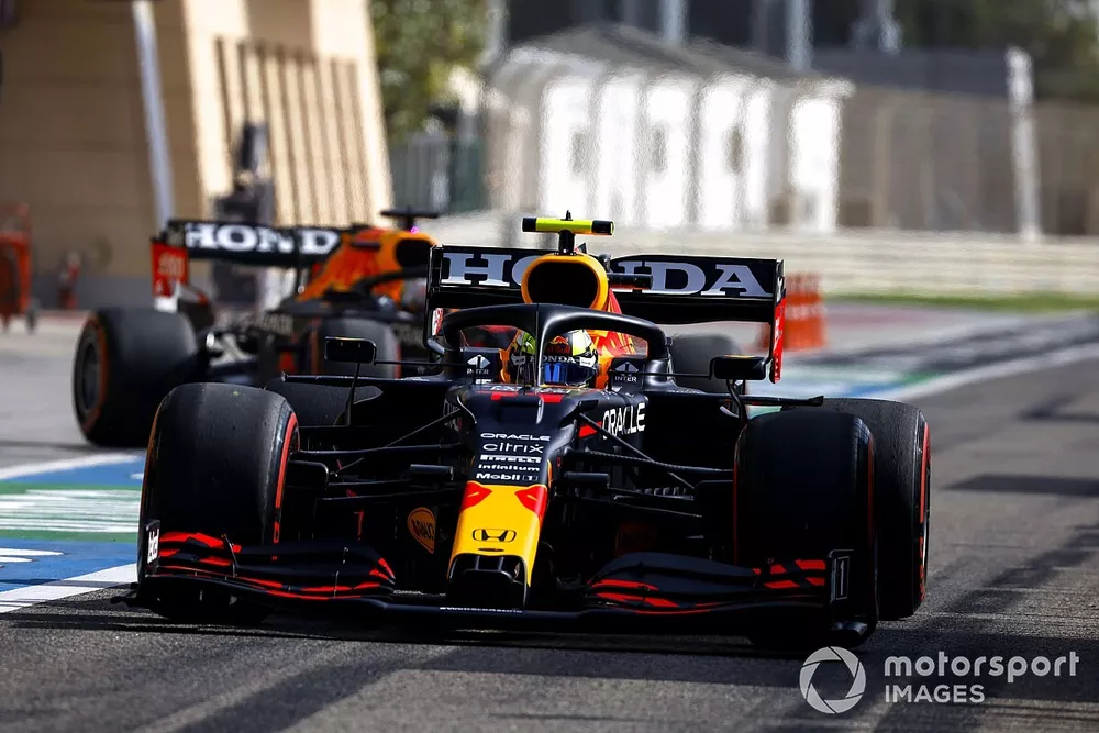 Sergio Perez, Red Bull Racing RB16B, Max Verstappen, Red Bull Racing RB16B, out of the garage