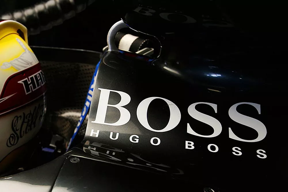 Hugo Boss logo on Lewis Hamilton, Mercedes AMG F1 car