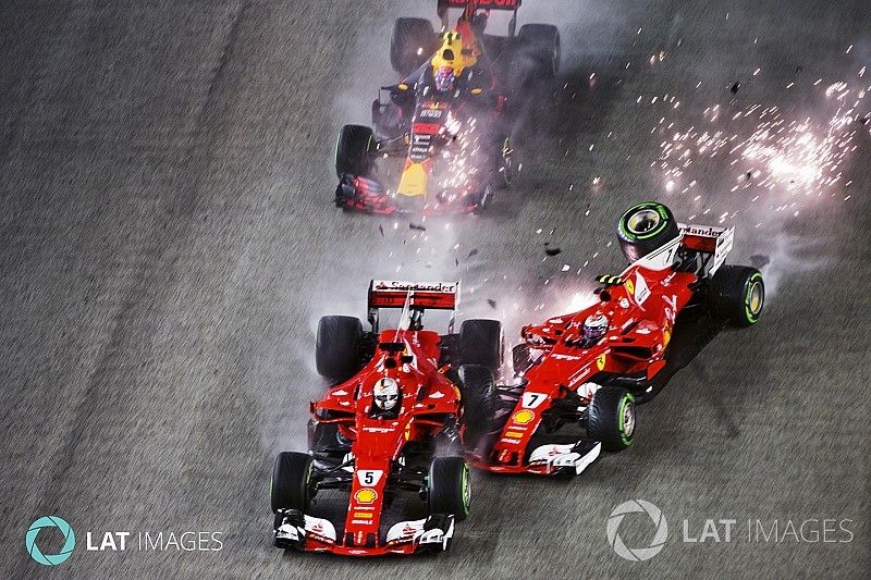 Sebastian Vettel, Ferrari SF70H, Max Verstappen, Red Bull Racing RB13, Kimi Raikkonen, Ferrari SF70H