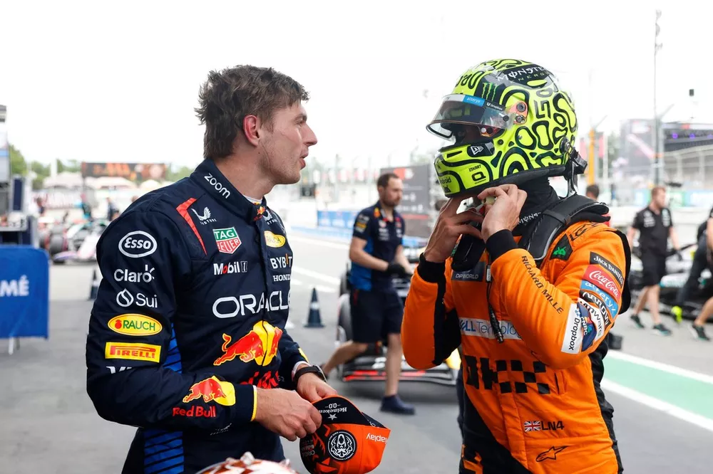 Max Verstappen, Red Bull Racing, pole man Lando Norris, McLaren F1-team