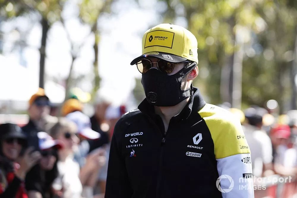 Esteban Ocon, Renault F1, wears a mask in response to the coronavirus pandemic