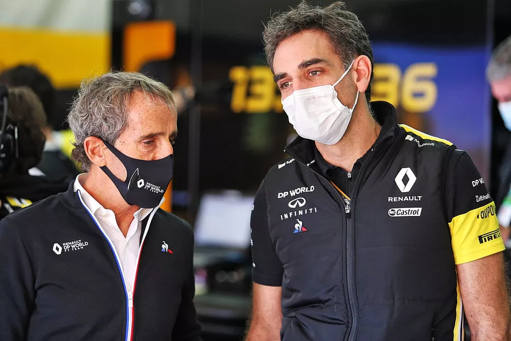 Alain Prost, Renault F1 Team Fahri Direktörü ve Cyril Abiteboul, Renault Sport F1 Direktörü