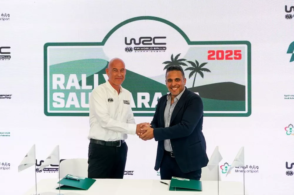 HRH Prince Khalid Bin Sultan Al Abdullah Al-Faisal, Chairman of the Saudi Automobile and Motorcycle Federation and the Saudi Motorsport Company, WRC Promoter CEO Jona Siebel