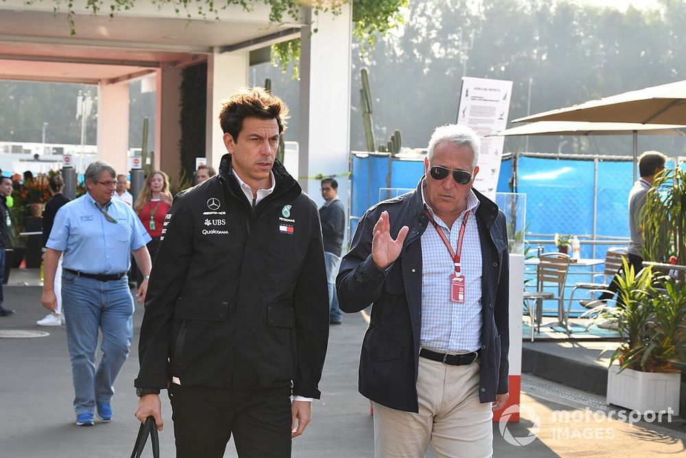Toto Wolff, Mercedes AMG Director de F1 de Motorsport y Lawrence Stroll, Propietario del equipo F1 de Racing Point Force India