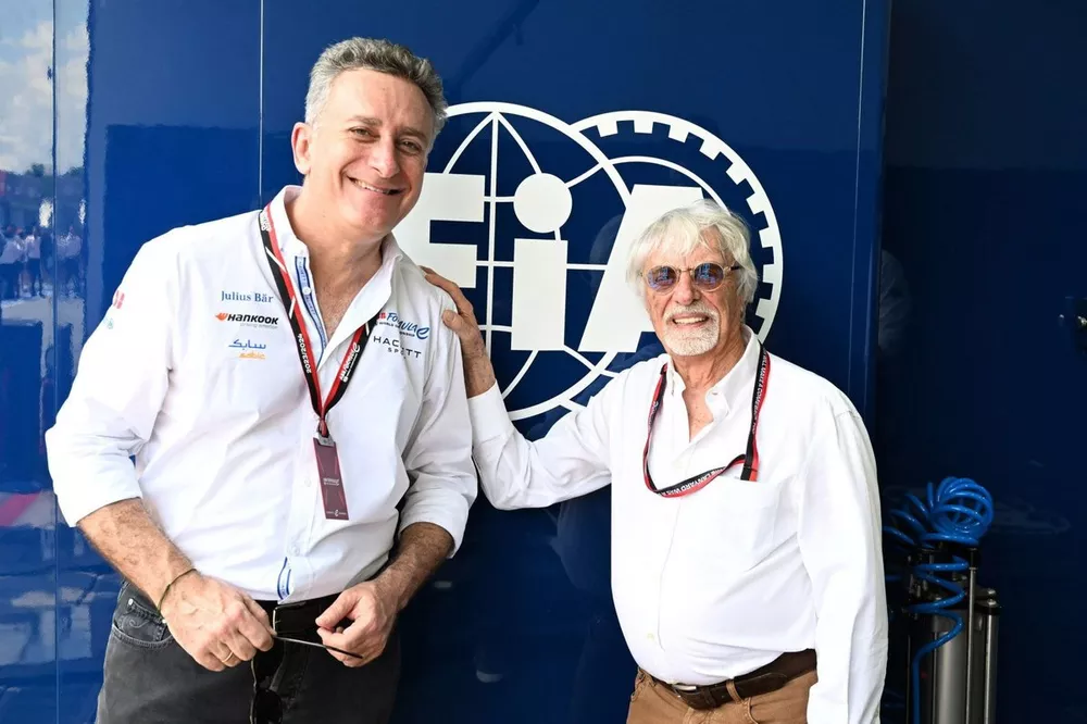 Alejandro Agag, Presidente de la F&oacute;rmula E, con Bernie Ecclestone