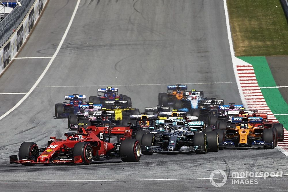 Charles Leclerc, Ferrari SF90, Valtteri Bottas, Mercedes AMG W10, Lewis Hamilton, Mercedes AMG F1 W10, Lando Norris, McLaren MCL34, Kimi Raikkonen, Alfa Romeo Racing C38
